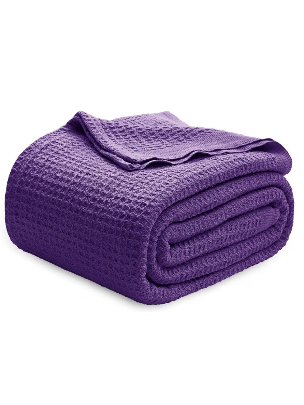 Bedsure Gentlesoft 100% Cotton Blanket Queen Size Waffle Weave Purple
